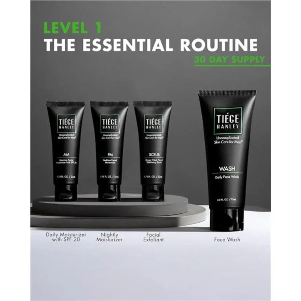 Men’s Skin Care Set, Essential Routine (System Level 1) – Face Wash, Scrub